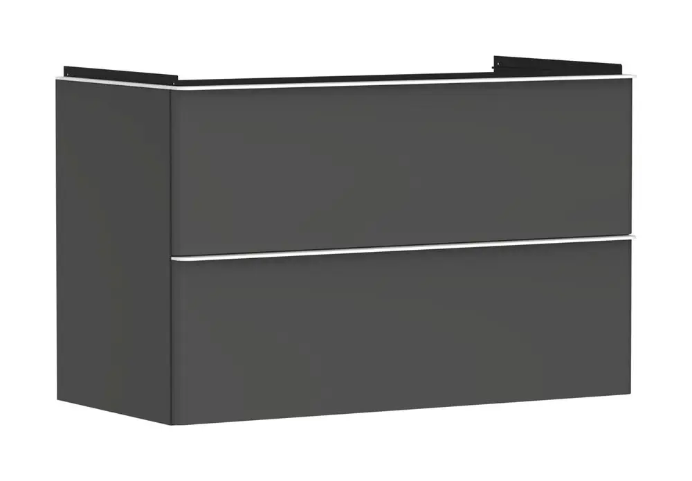 Hansgrohe Waschtischunterschrank in diamantgrau matt mit zwei Schubkästen, geeignet für einen Waschtisch, klare Linien, funktionales Design.